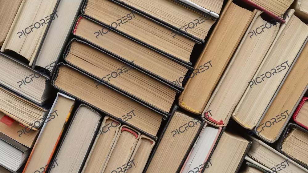 دانلود عکس نمای بالایی از چند کتاب در کنار هم