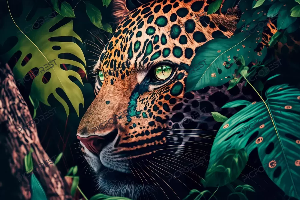 دانلود عکس جگوار در حال تماشای طعمه خود از جنگل‌های بارانی