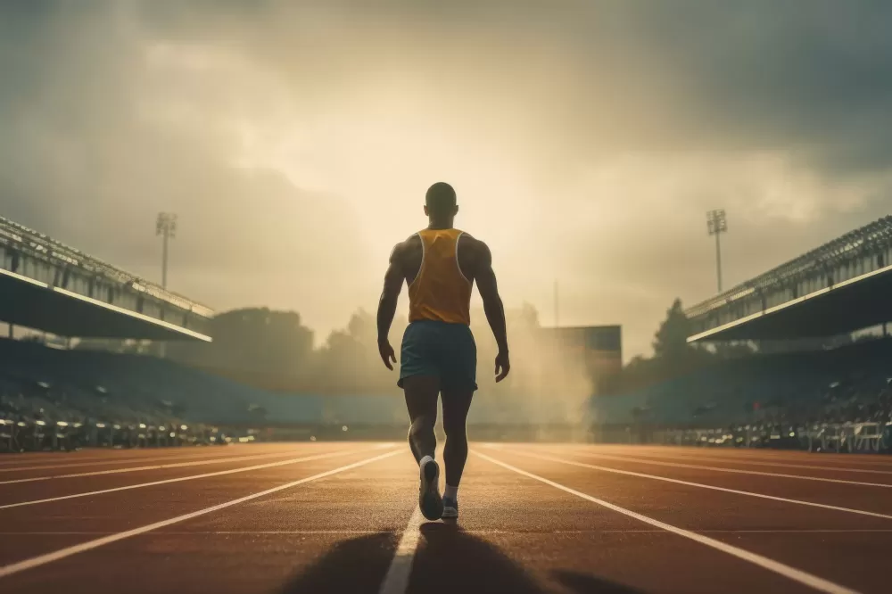 دانلود عکس دونده حرفه‌ای در مسیر مسابقه